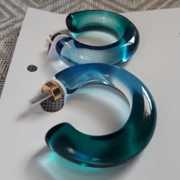 Banana Republic Blue Resin Hoop Earrings - Picture 3 of 3